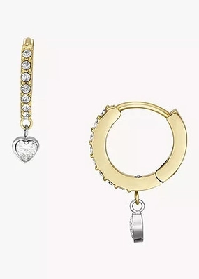 FOSSIL JEWELLERY SADIE TOKENS OF AFFECTION GOLD HOOP CRYSTAL JF04358998
