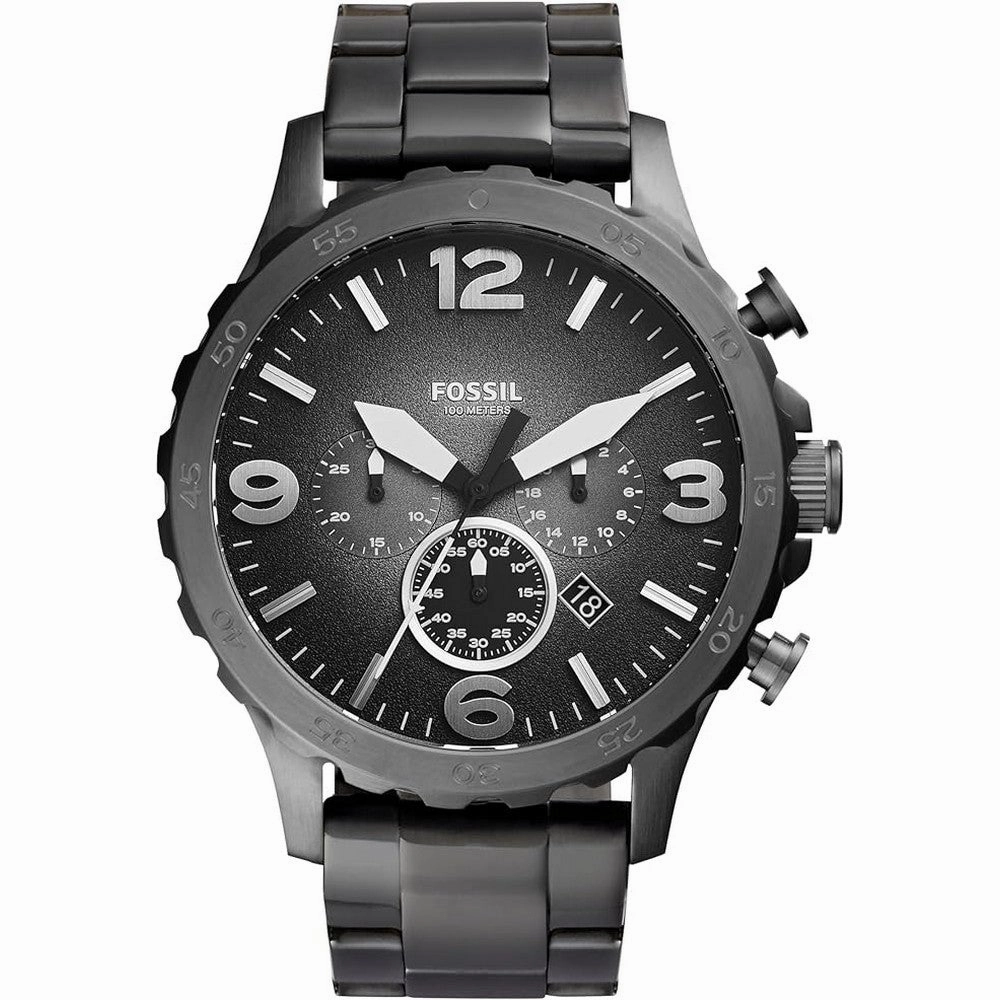 Fossil JR1437 Nate Chronograph Smoke Stainless Steel Men's Watch