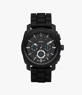 Fossil Machine Chronograph Black Dial and Silicone Strap Mens Watch FS4487