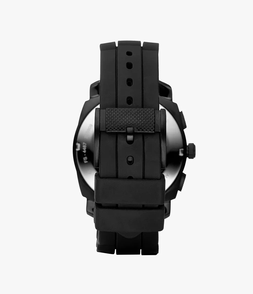 Fossil Machine Chronograph Black Dial and Silicone Strap Mens Watch FS4487