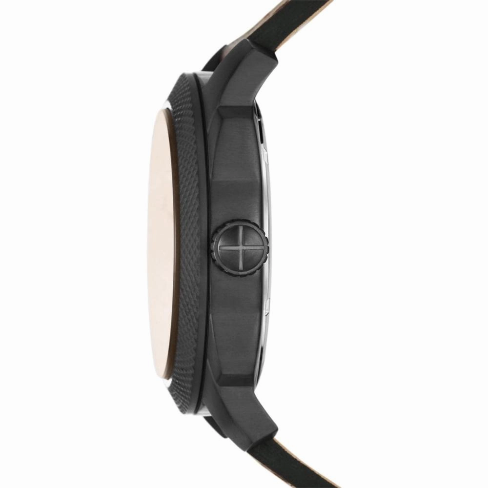 Fossil Machine Dark Brown Tan LiteHide Leather Strap Men's Watch FS5972P
