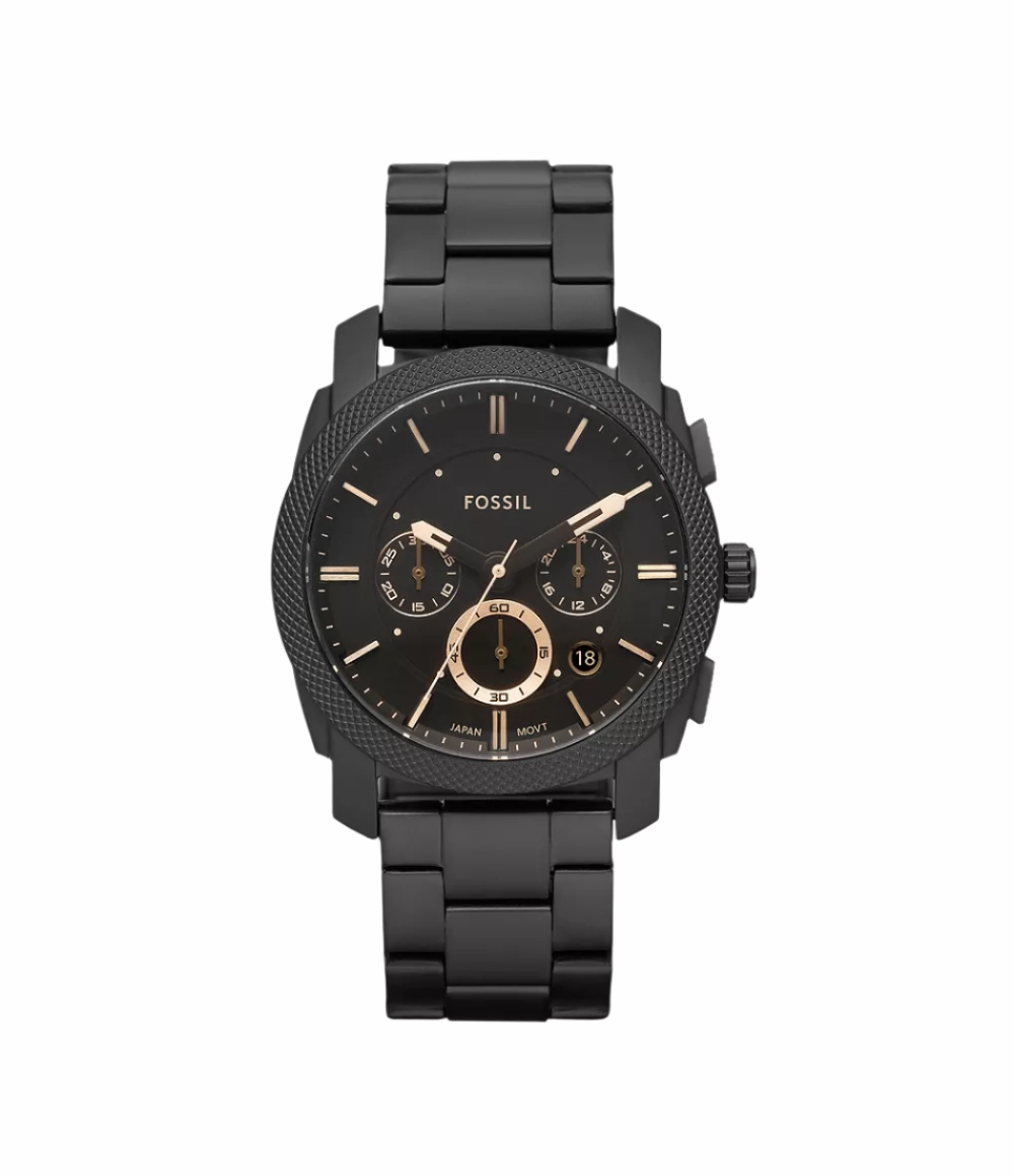 Fossil Machine Mid-Size Chronograph Black Stainless Steel Watch FS4682