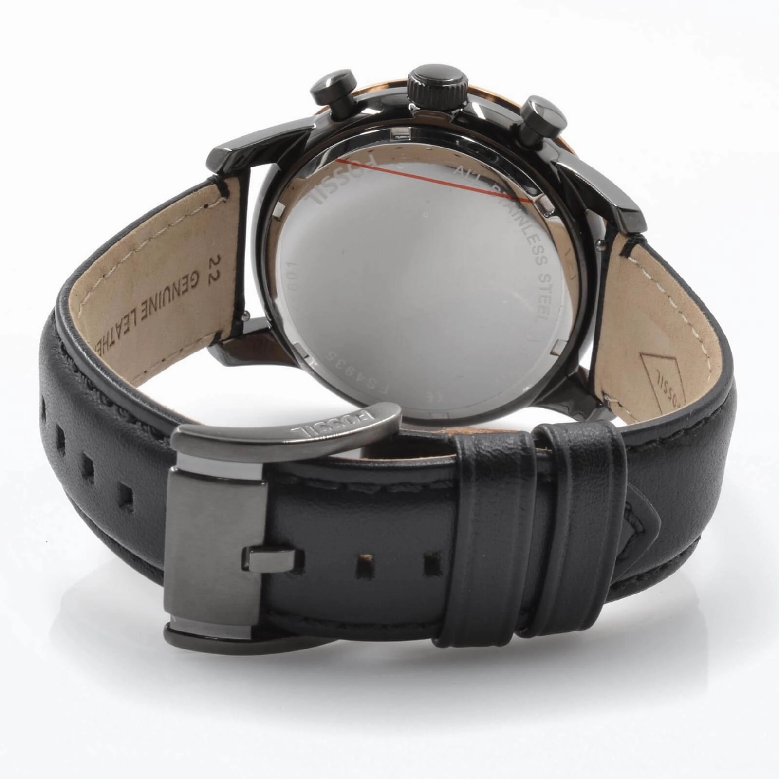 Fossil Men's Chronograph Watch - Townsman Black Dial Black Leather Strap | FS4935