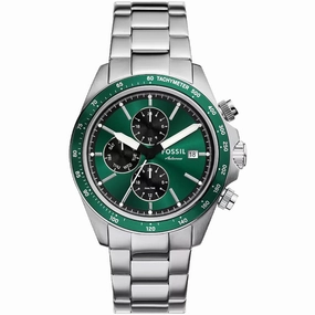 Fossil Men's Watch - Autocross Green Dial Silver Stainless Steel Bracelet | BQ2878