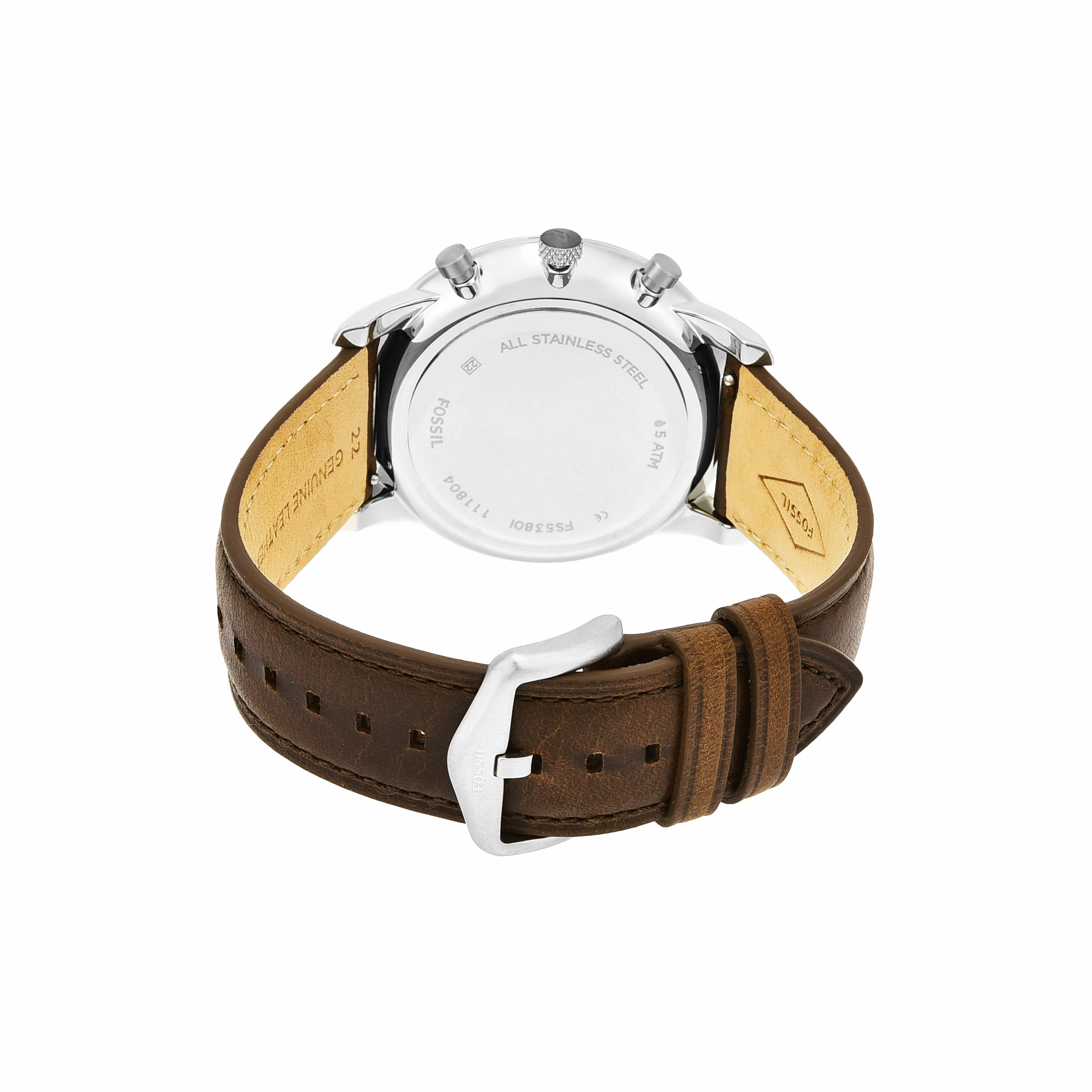 Fossil Neutra Chronograph Beige Dial Brown Leather Band Mens Watch FS5380