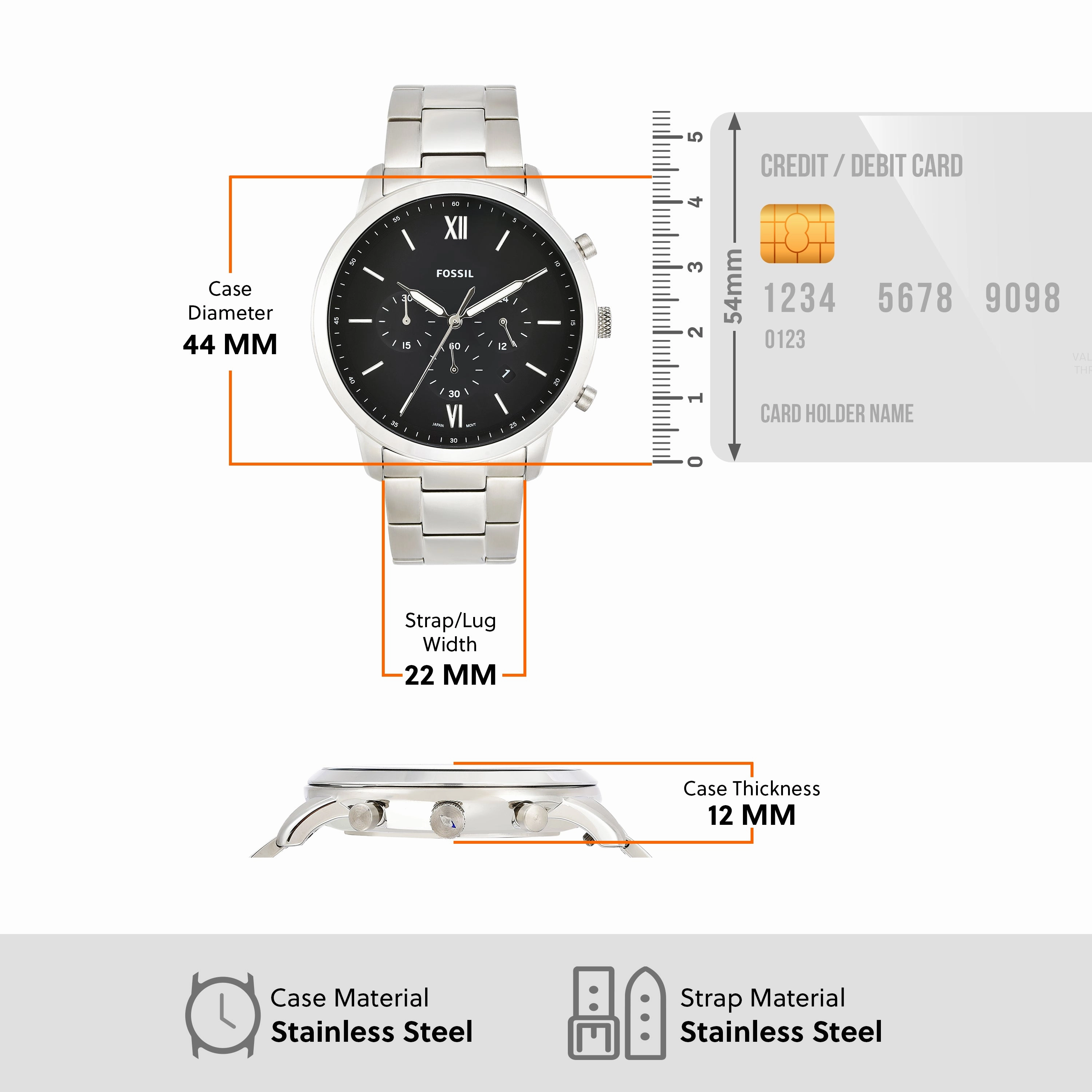 Fossil Neutra Chronograph Black Dial Stainless Steel Watch FS5384