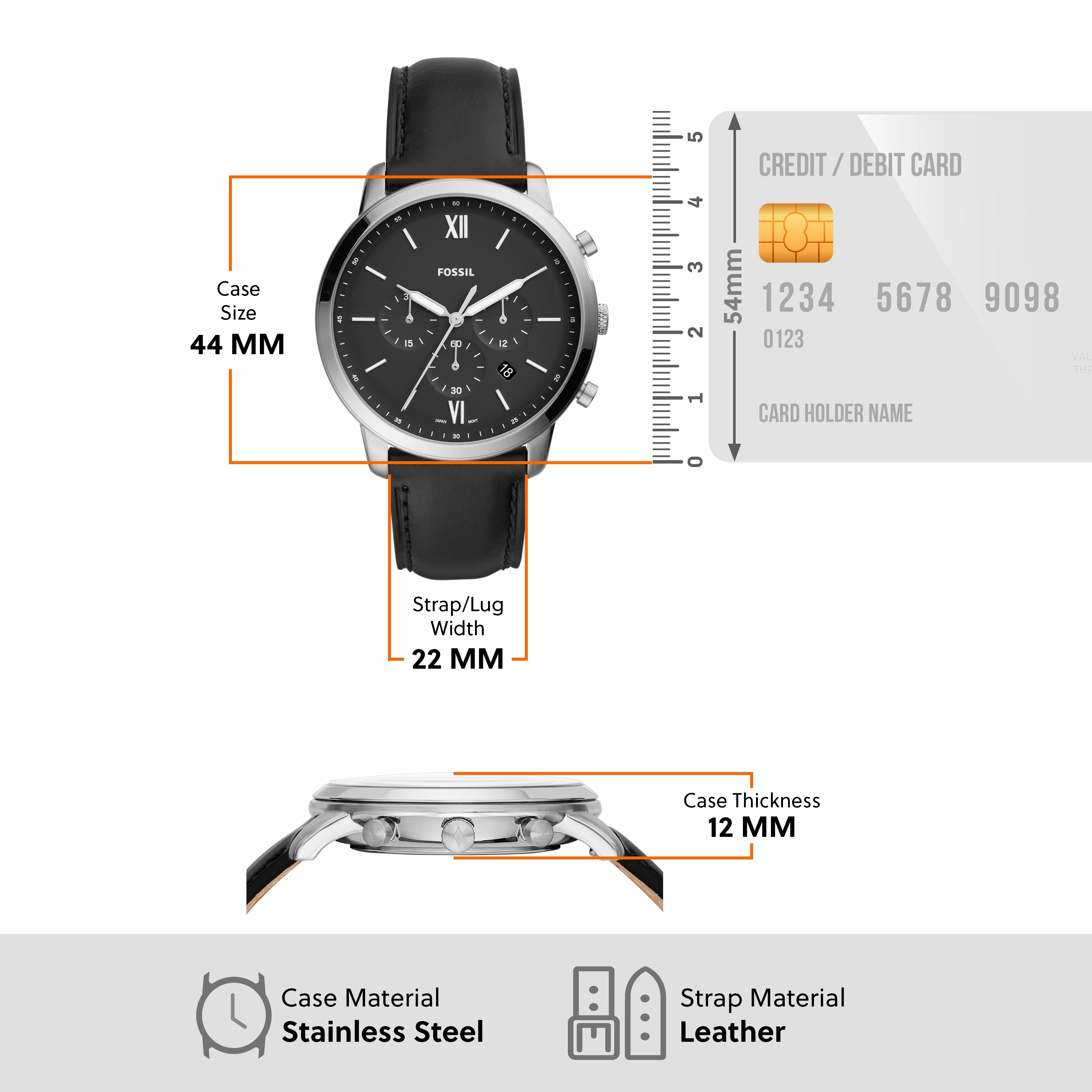 Fossil Neutra Chronograph Black Leather Watch FS5452