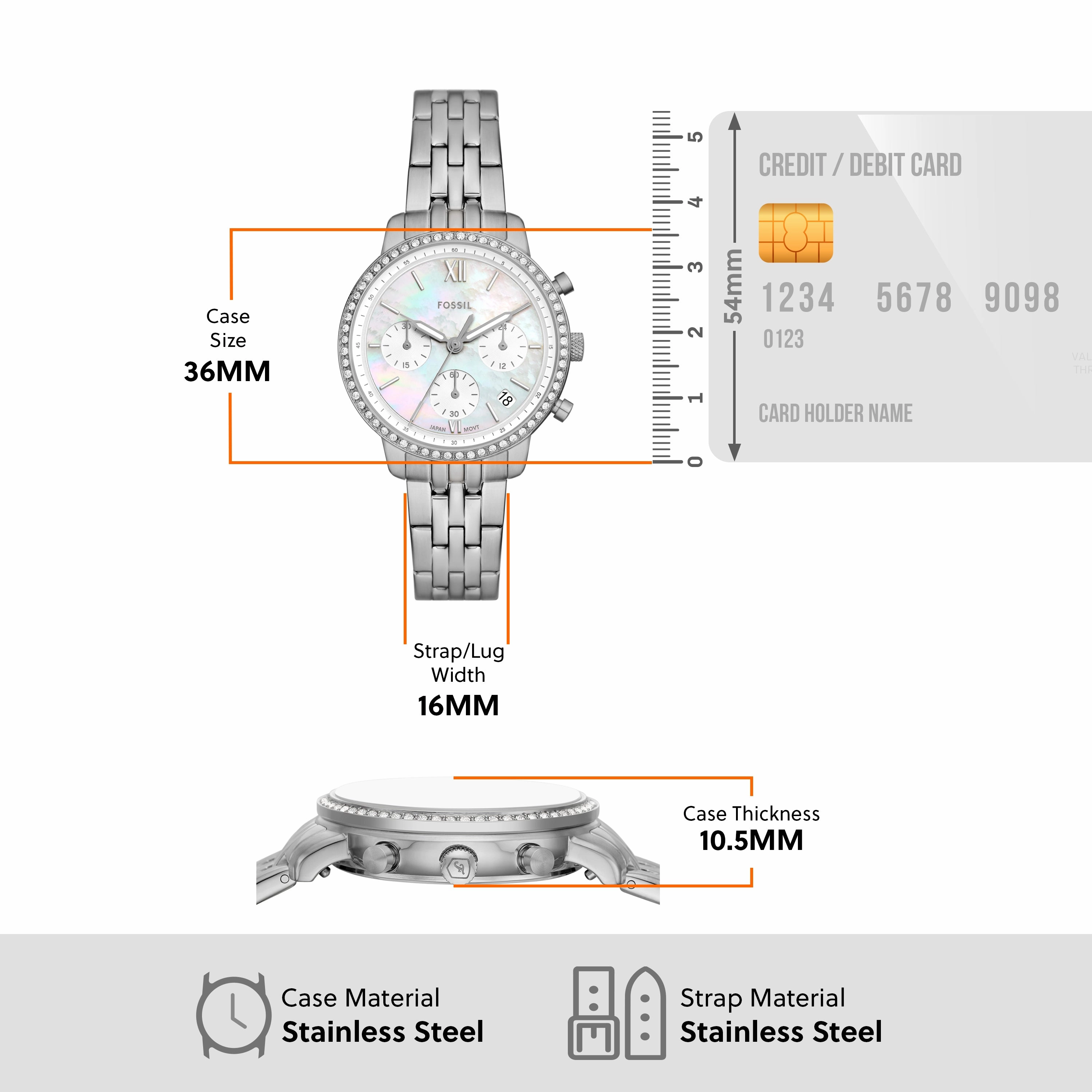 Fossil Neutra Chronograph White Dial Stainless Steel Watch ES5357