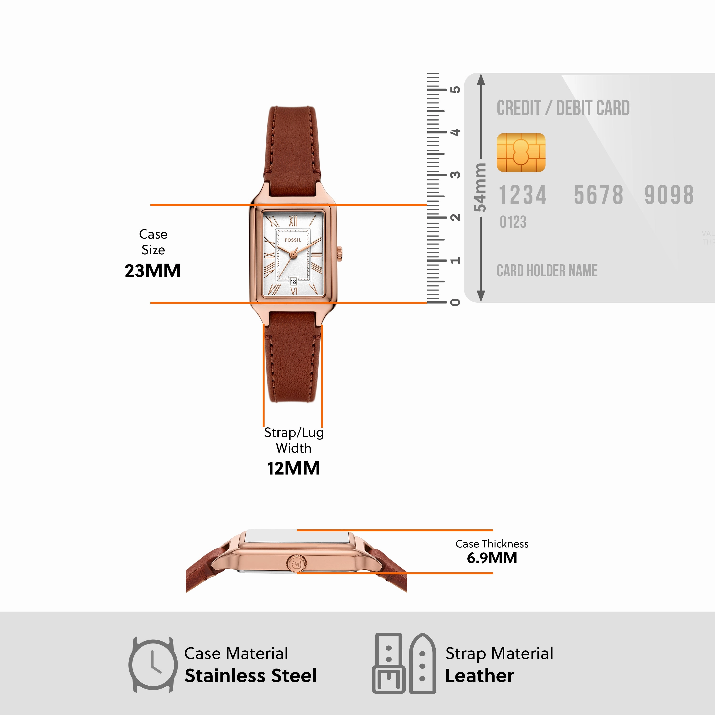 Fossil Raquel Three-Hand Brown Leather Watch and Bracelet Set ES5377SET