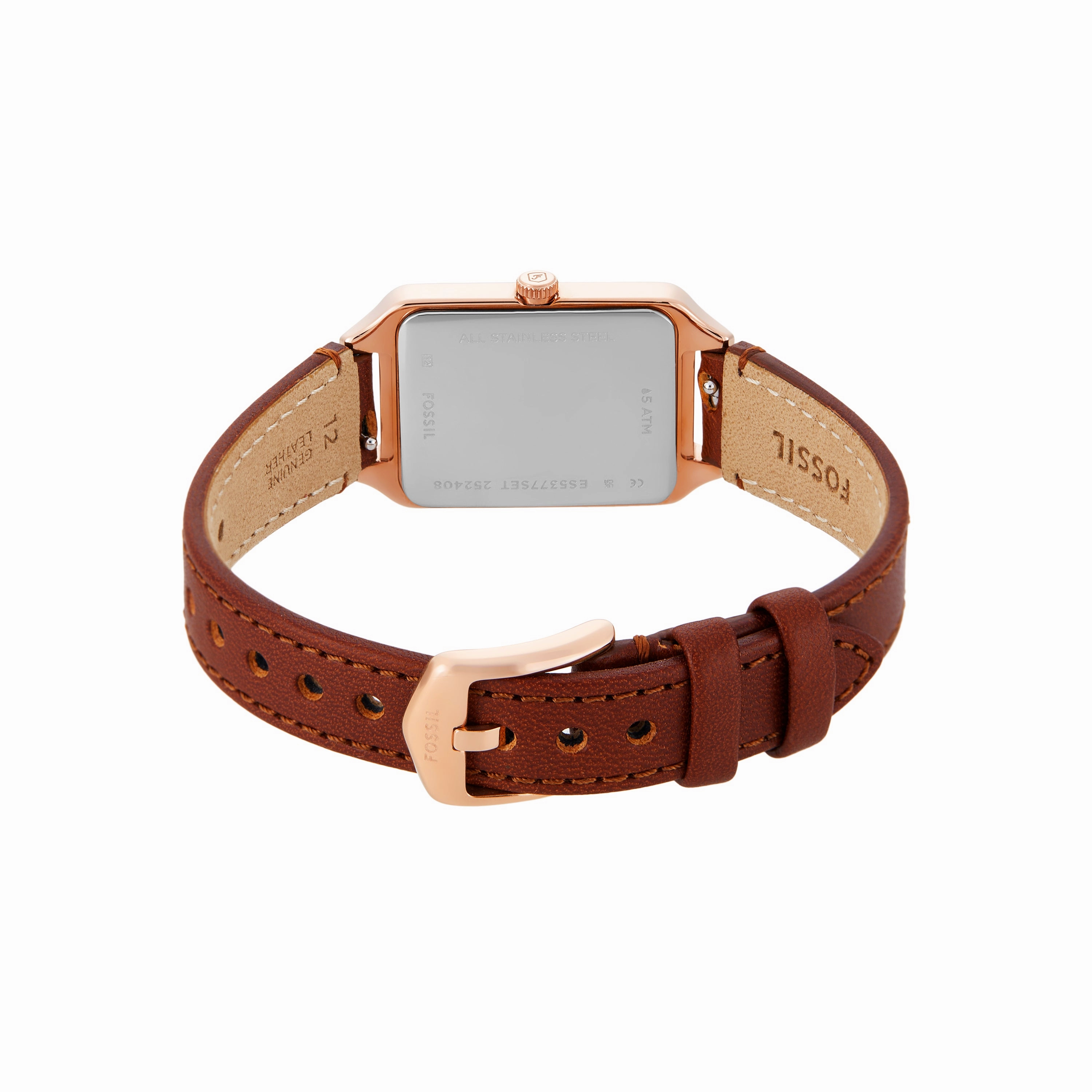 Fossil Raquel Three-Hand Brown Leather Watch and Bracelet Set ES5377SET