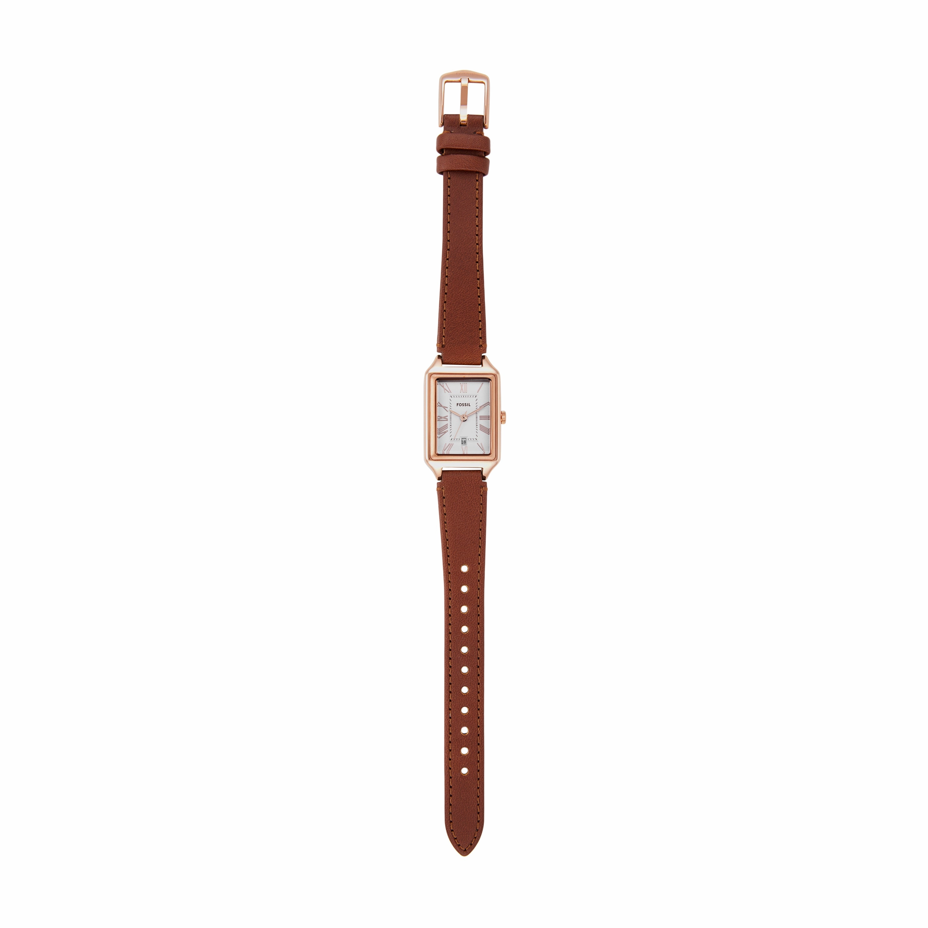 Fossil Raquel Three-Hand Brown Leather Watch and Bracelet Set ES5377SET