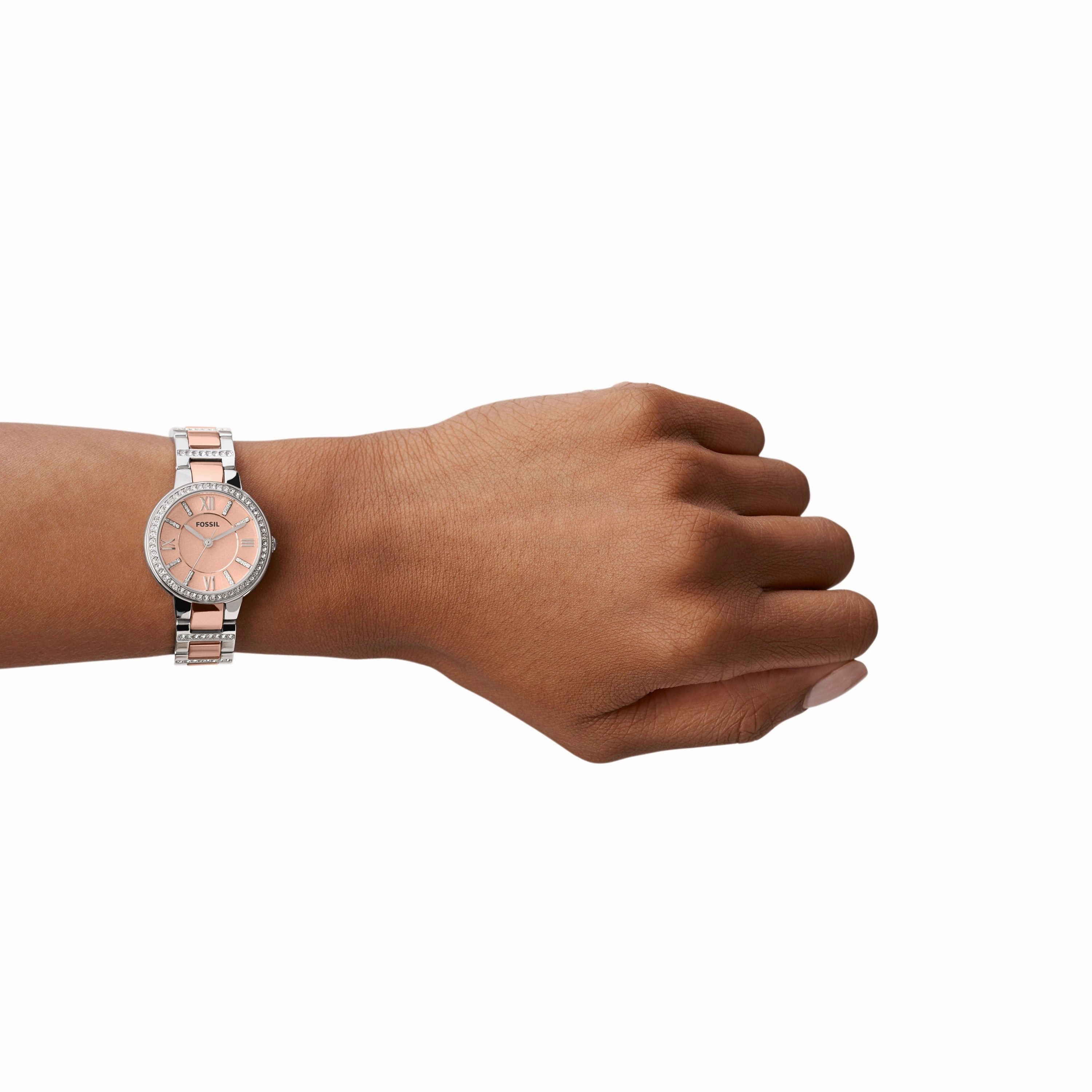 Fossil Rose Gold Dial Two Tone Stainless Steel Watch ES3405