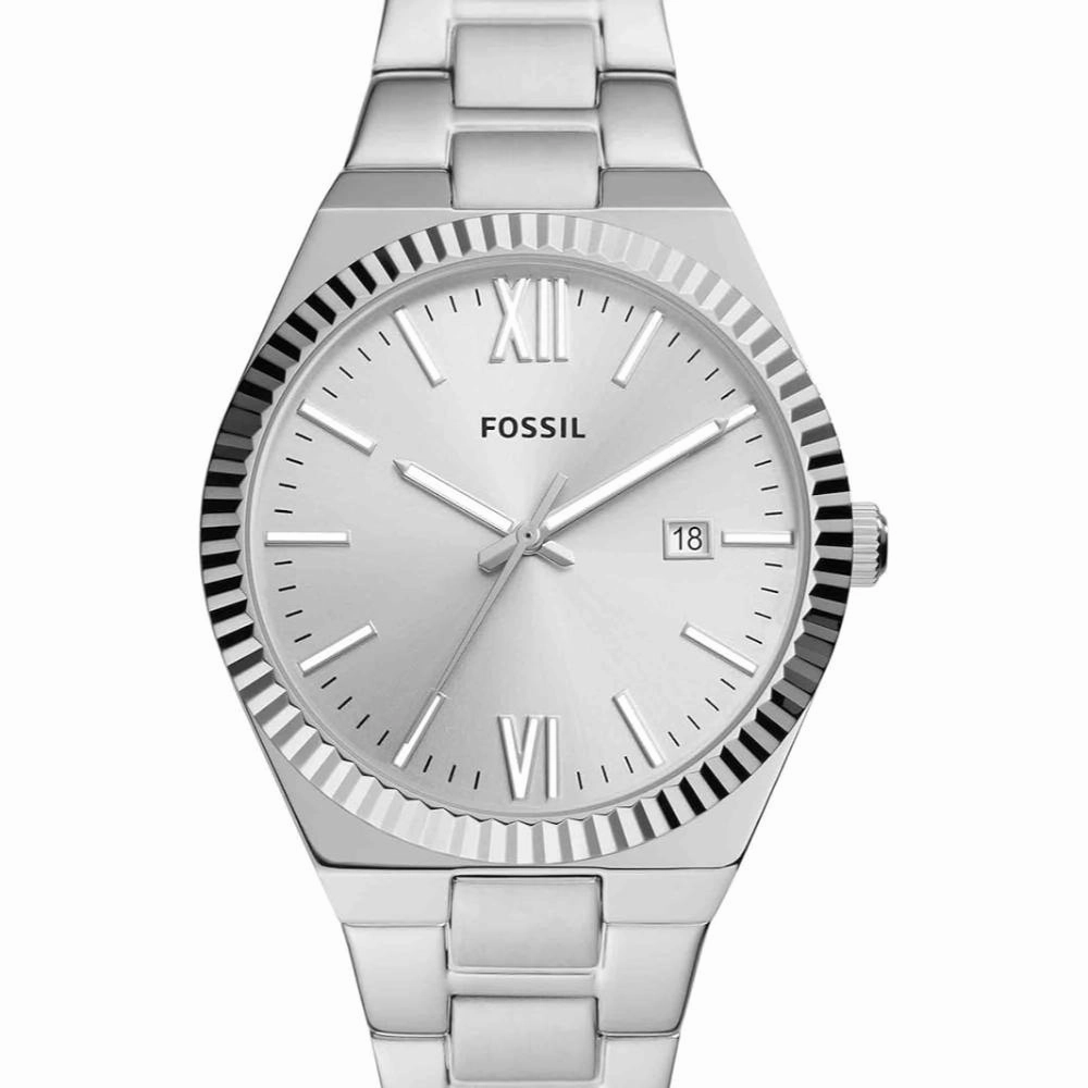 Fossil Scarlette Date Display Silver Tone Stainless Steel Women's Watch ES5300P