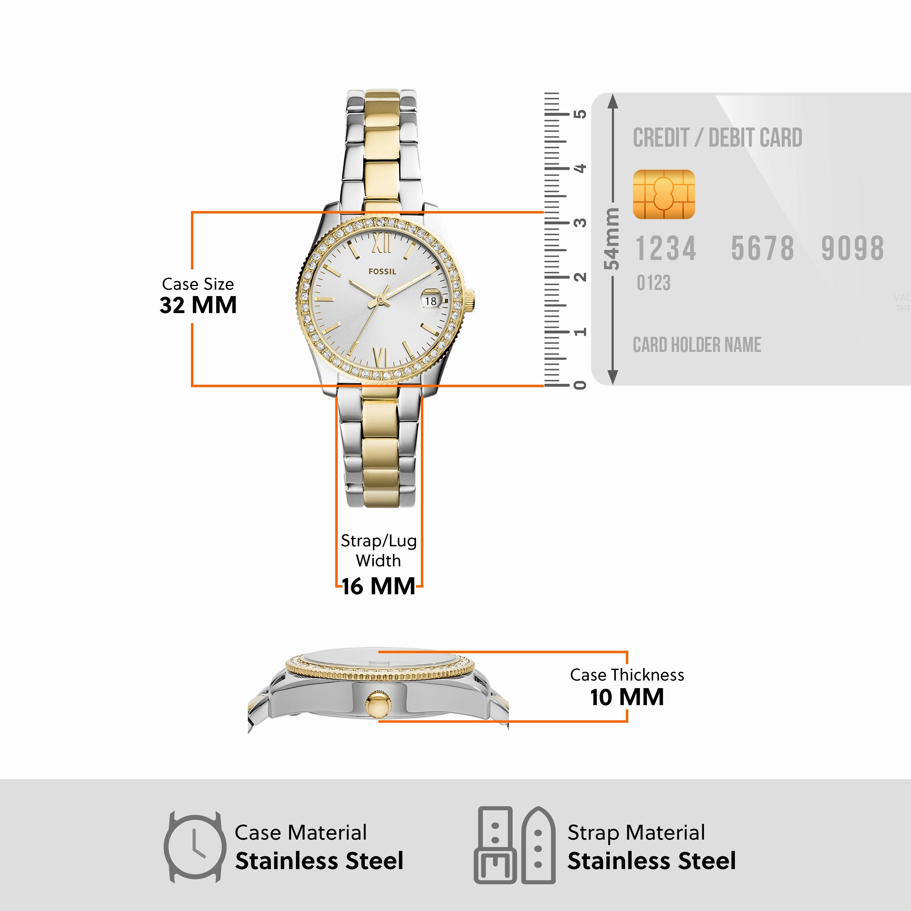 Fossil Scarlette Mini Two-tone Women's Wristwatch ES4319