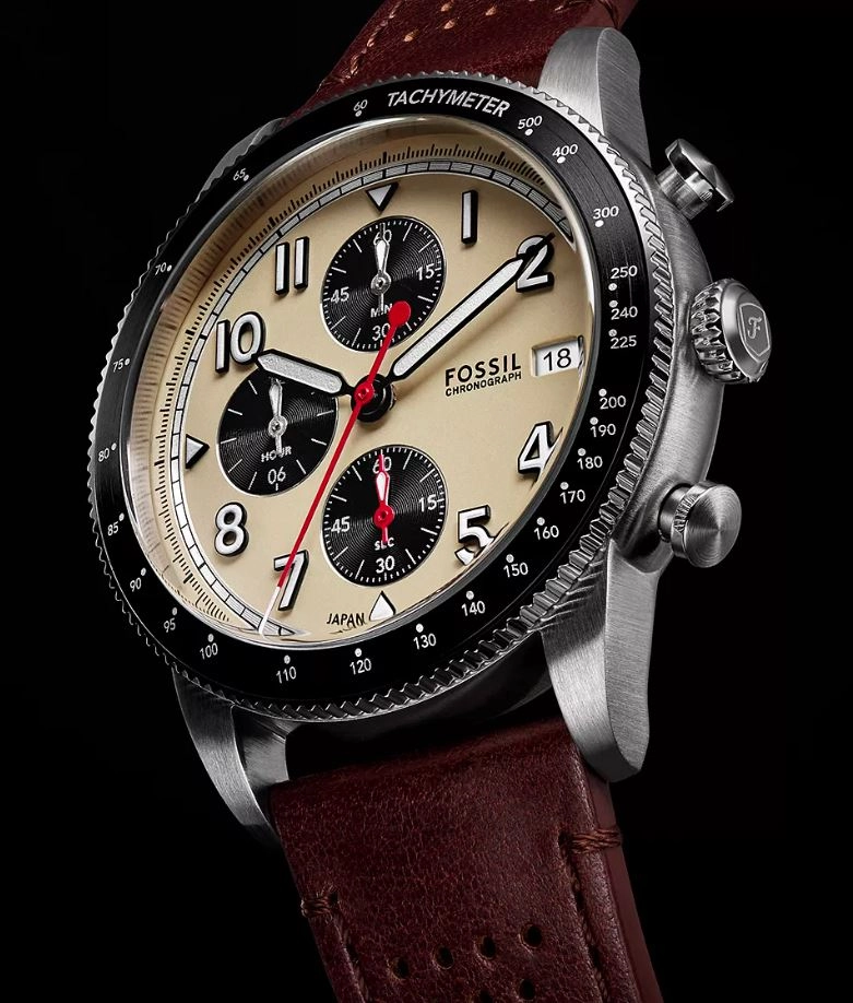 Fossil Sport Tourer Chronograph Brown Leather Strap Watch FS6042