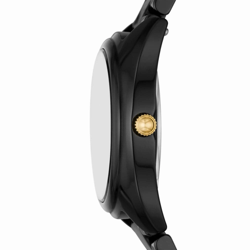 Fossil Three-Hand Date Black Dial And Stainless Steel STrap Women Watch CE1114