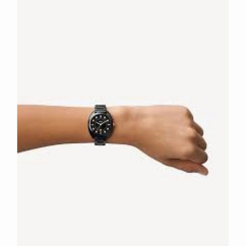Fossil Three-Hand Date Black Dial And Stainless Steel STrap Women Watch CE1114