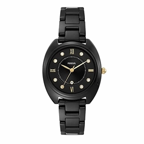 Fossil Three-Hand Date Black Dial And Stainless Steel STrap Women Watch CE1114
