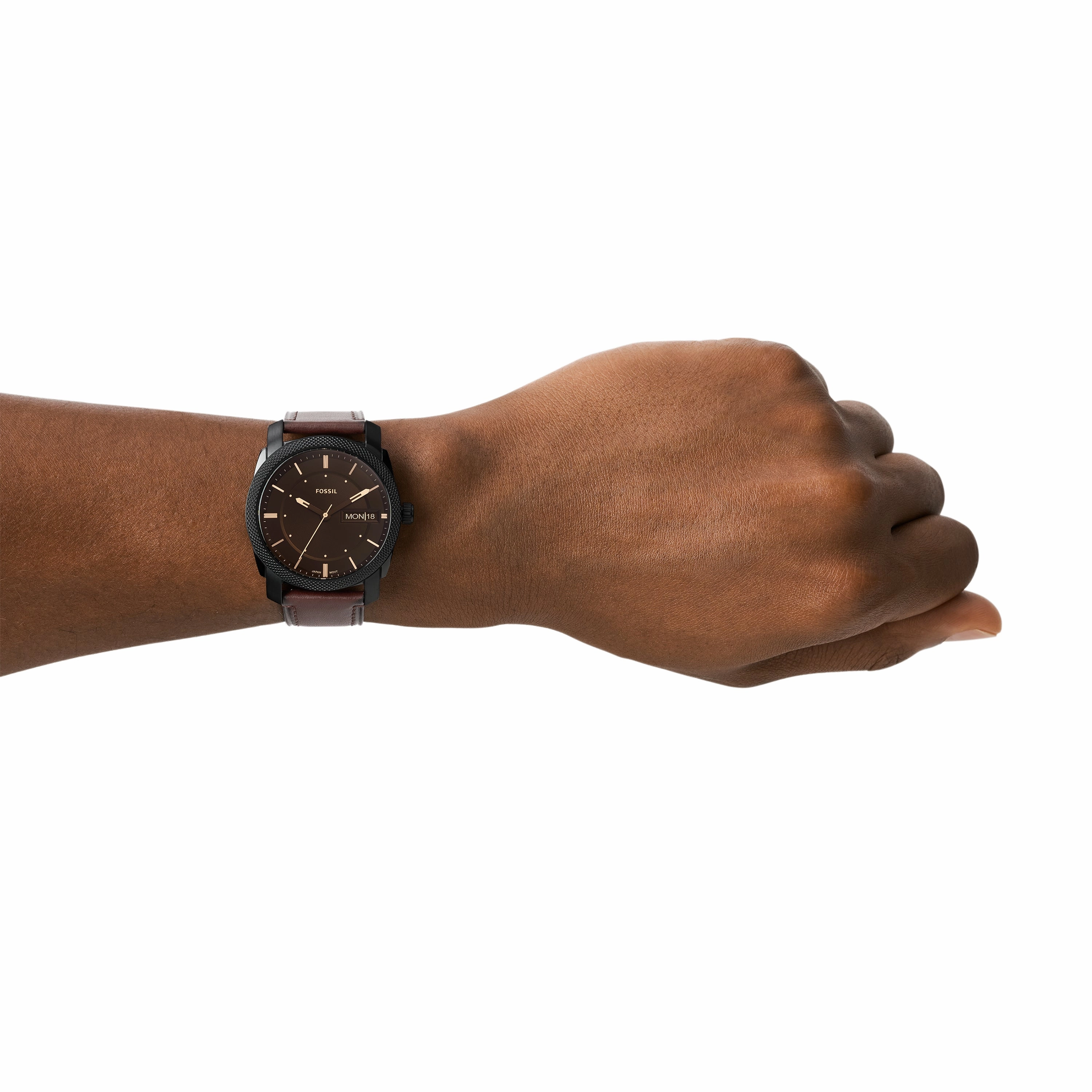 Fossil Timeless Elegance: Fossil Machine Brown Leather Date Watch FS5901