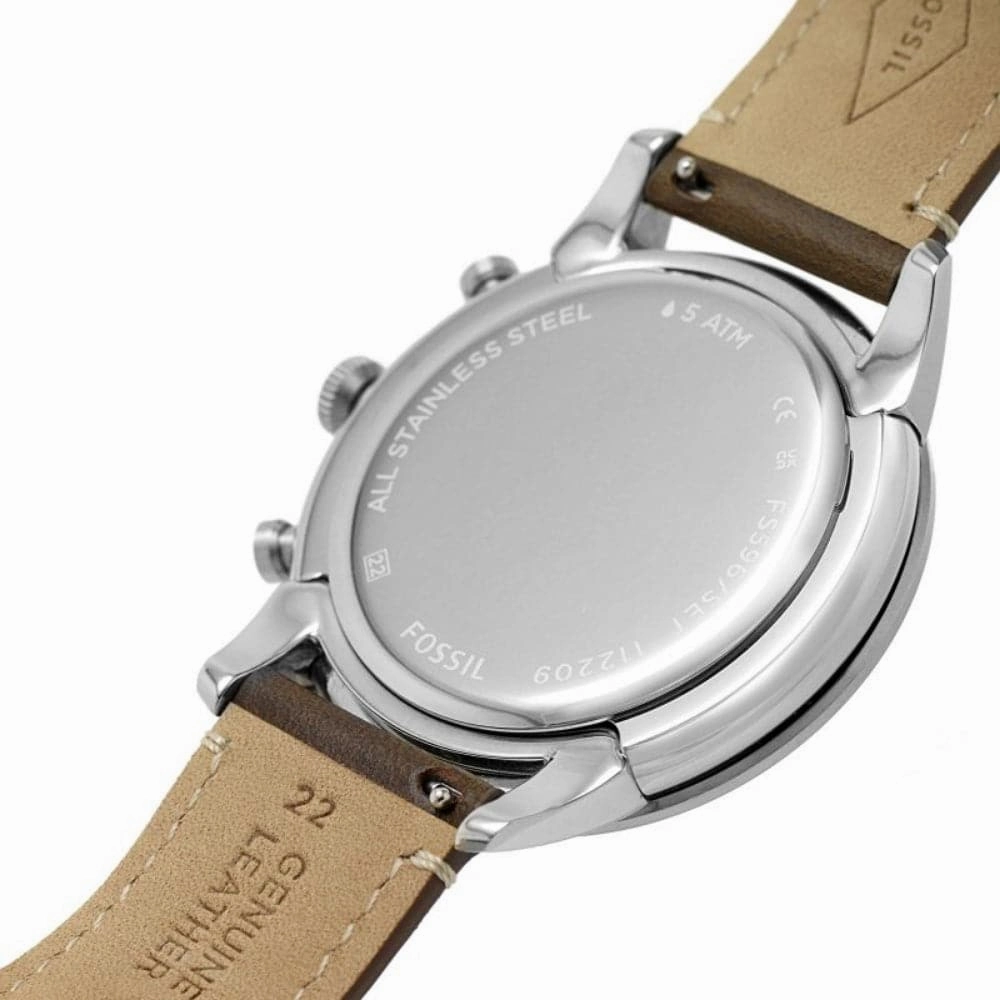 Fossil Townsman Chronograph Brown Leather Strap Men Watch Set FS5967SETP