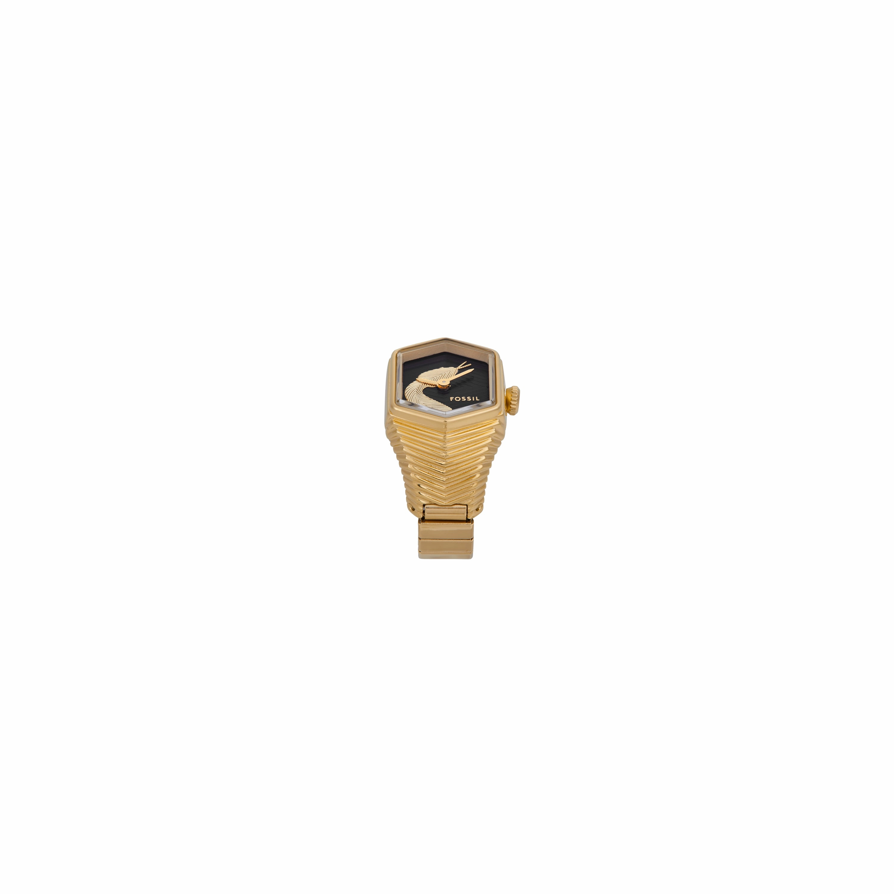 Fossil Two-Hand Gold Stainless Steel Ring Watch ES5382