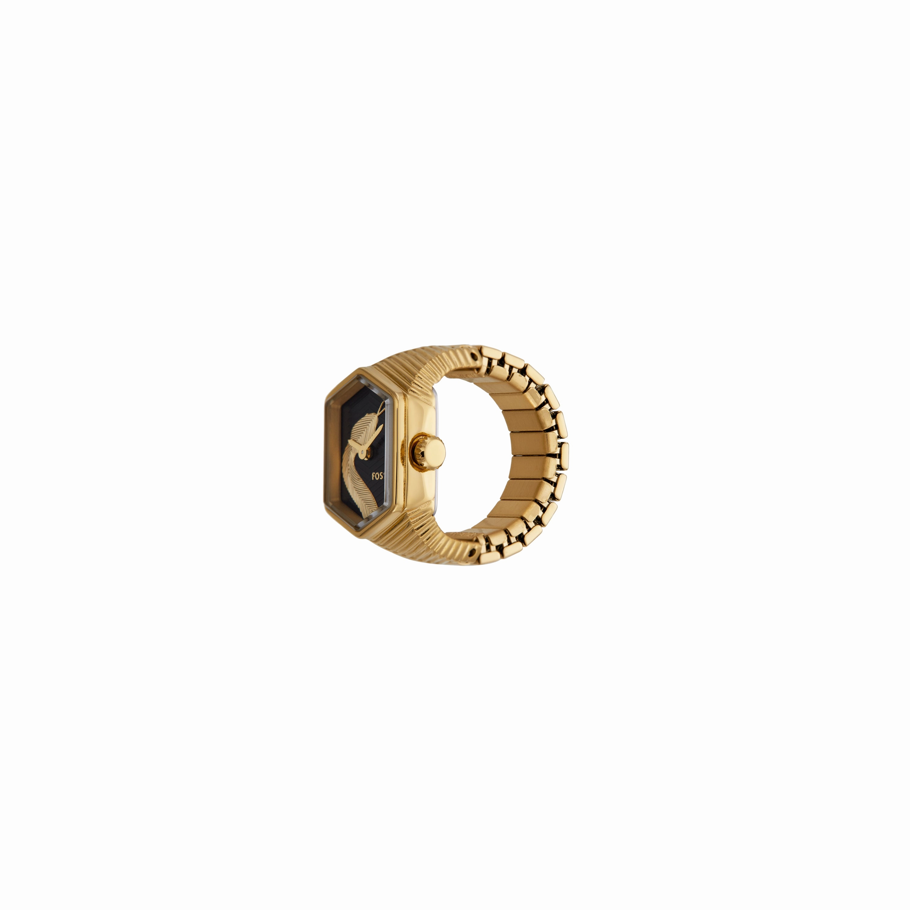 Fossil Two-Hand Gold Stainless Steel Ring Watch ES5382