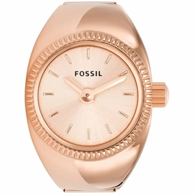 Fossil Women's Ring Watch - Quartz Rose Gold Dial Stainless Steel Band | ES5247