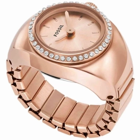 Fossil Women's Ring Watch - Quartz Rose Gold Dial Stainless Steel Band | ES5320