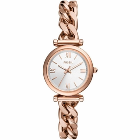 Fossil Women's Watch - Carlie Quartz Silver Dial Rose Gold Steel Bracelet | ES5330