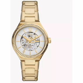 Fossil Women's Watch - Eevie Quartz White Dial Yellow Gold Steel Bracelet | BQ3782