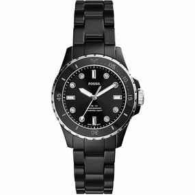 Fossil Women's Watch - FB-01 Quartz Rotating Bezel Black Ceramic Bracelet | CE1108