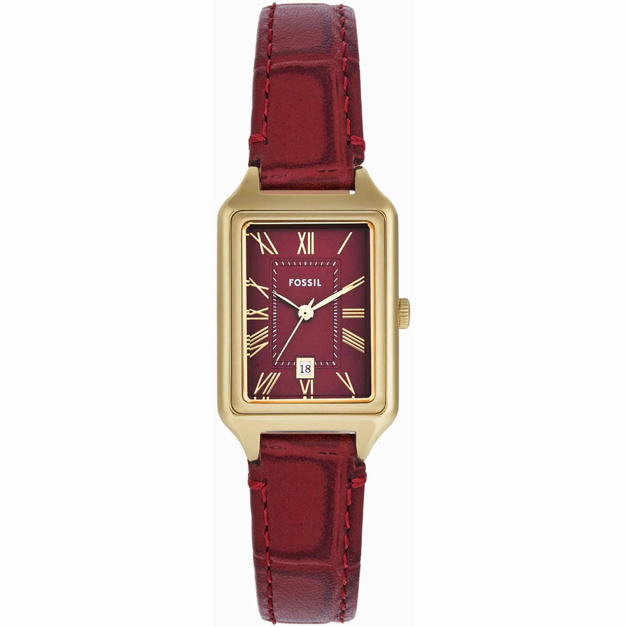 Fossil Women's Watch - Raquel Quartz Date Display Red Dial Leather Strap | ES5383