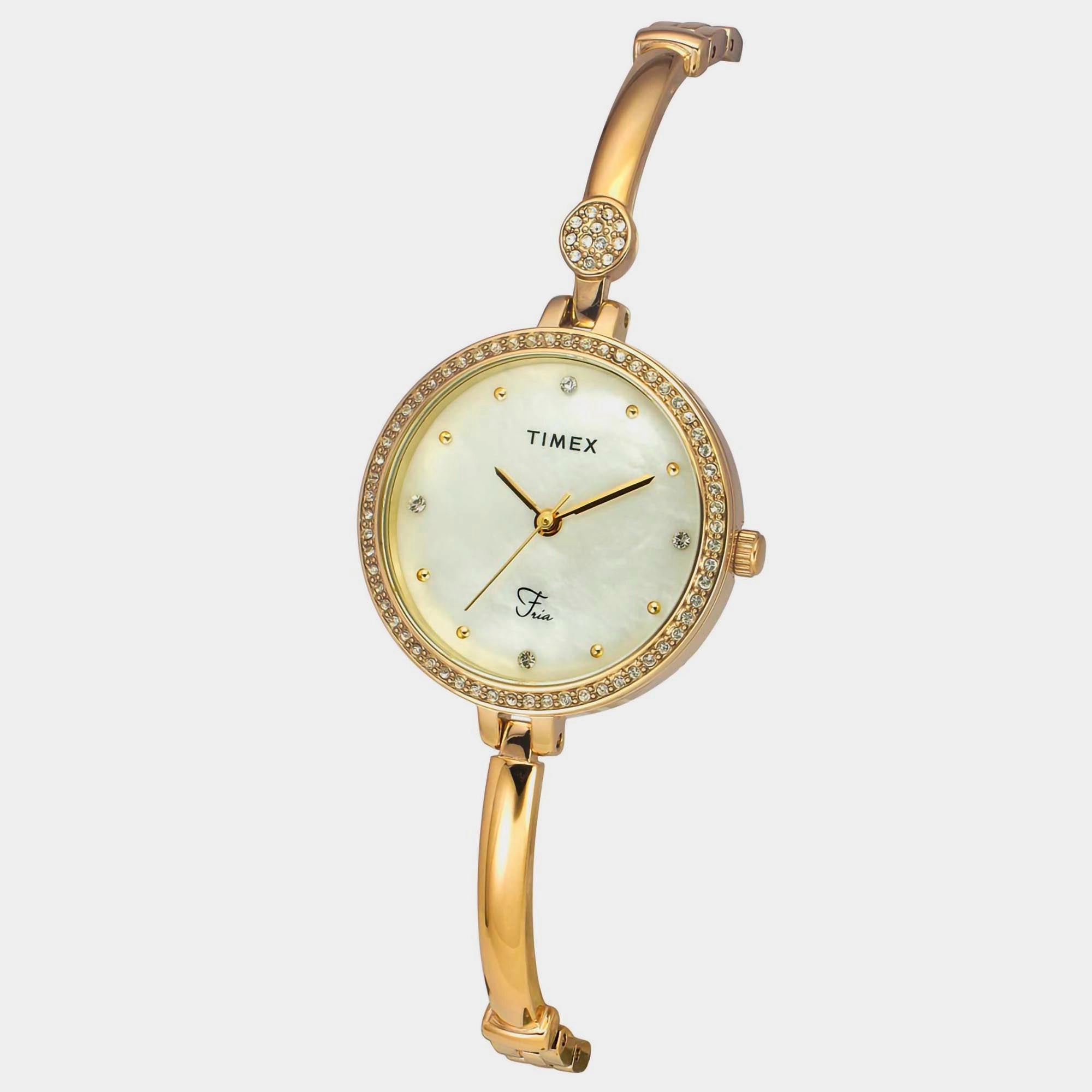 Fria Women's Mother Of Pearl Analog Brass Watch TWEL18401
