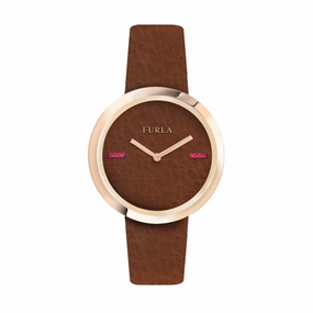 Furla Women's My Piper Brown Dial Calfskin Leather Watch