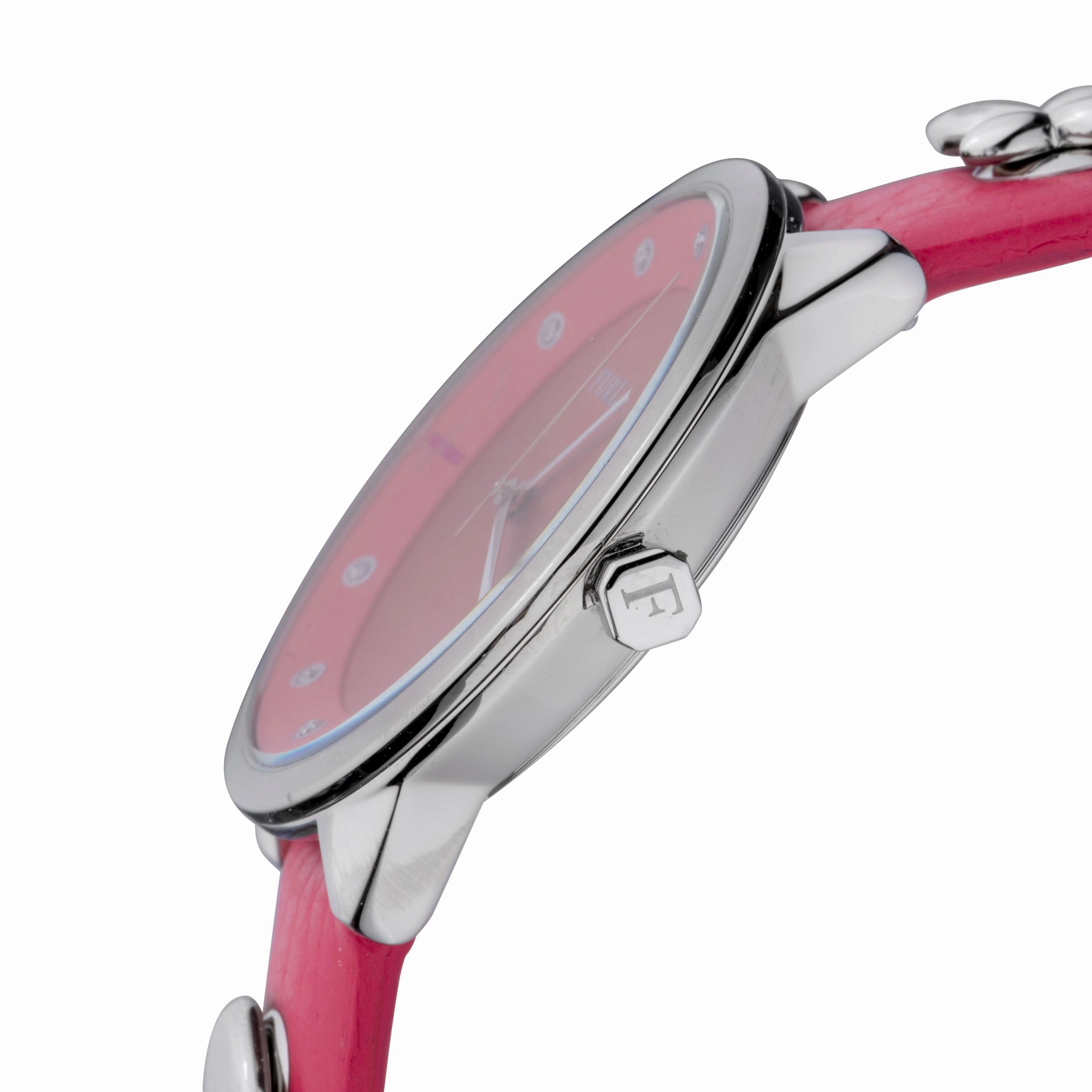 Furla Women's Pin Pink Dial Calfskin Leather Watch