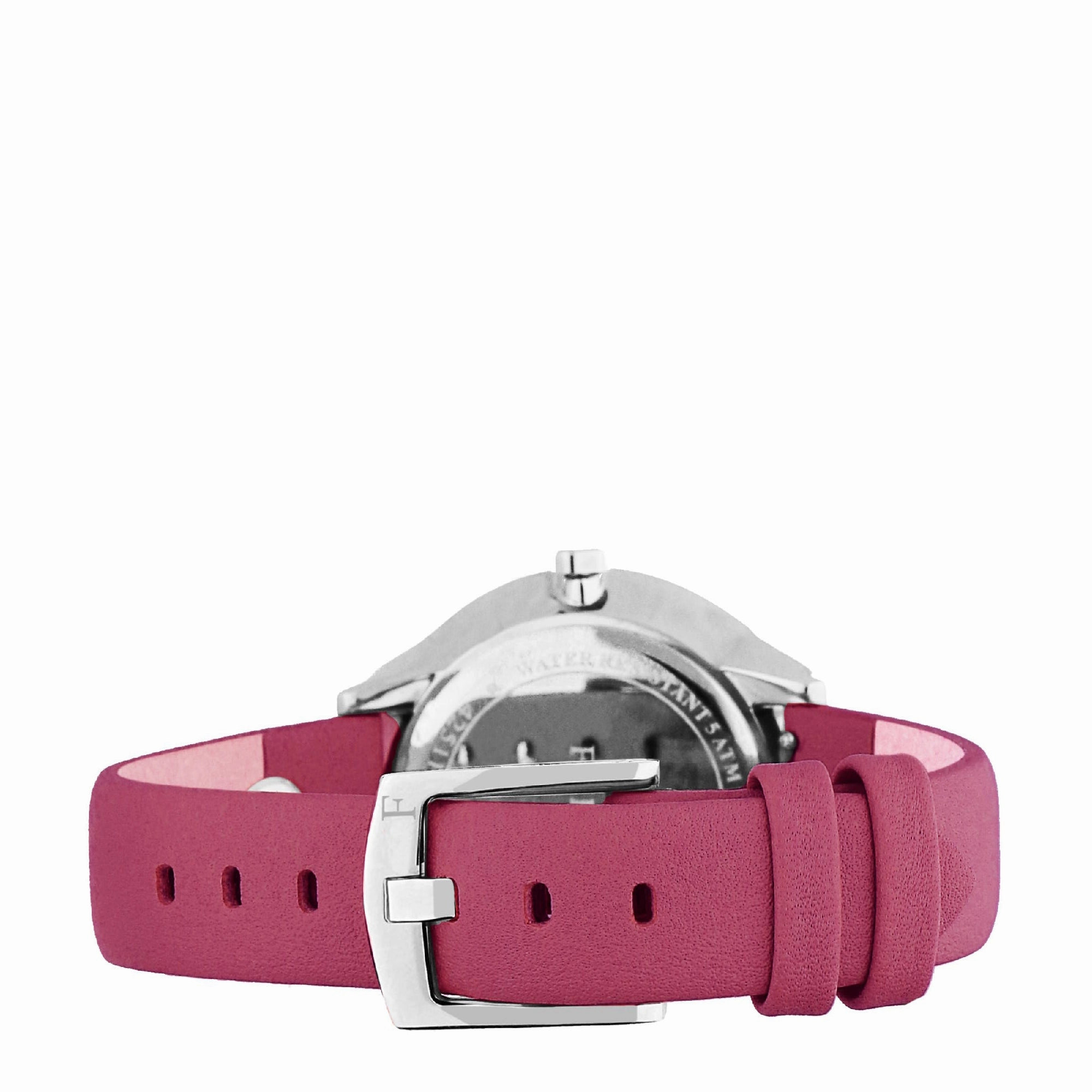 Furla Women's Pin Pink Dial Calfskin Leather Watch