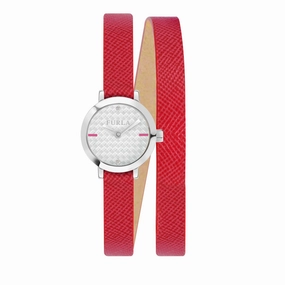 Furla Women's Vittoria Silver Dial Calfskin Leather Watch