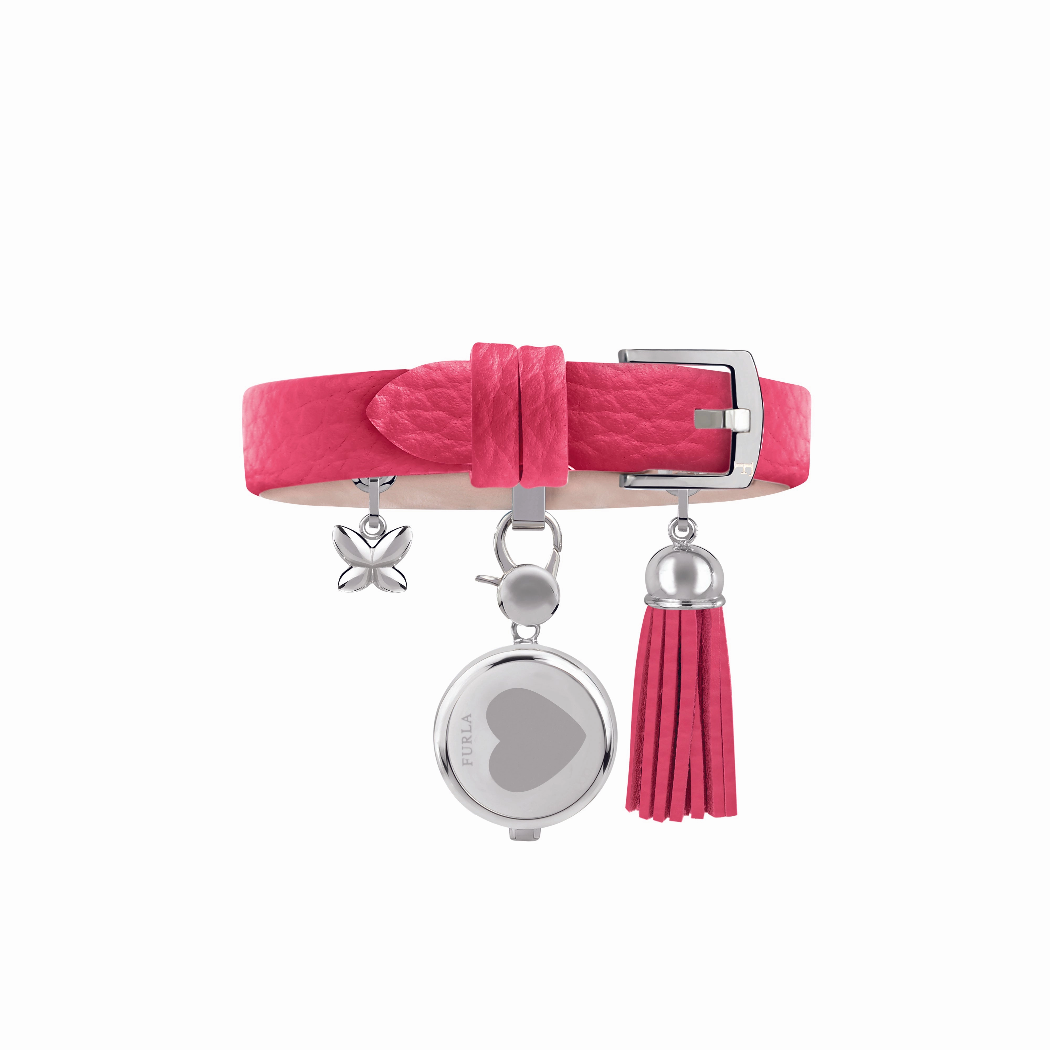 Furla Women's White Dial SS Chain Calfskin Leather set Watch