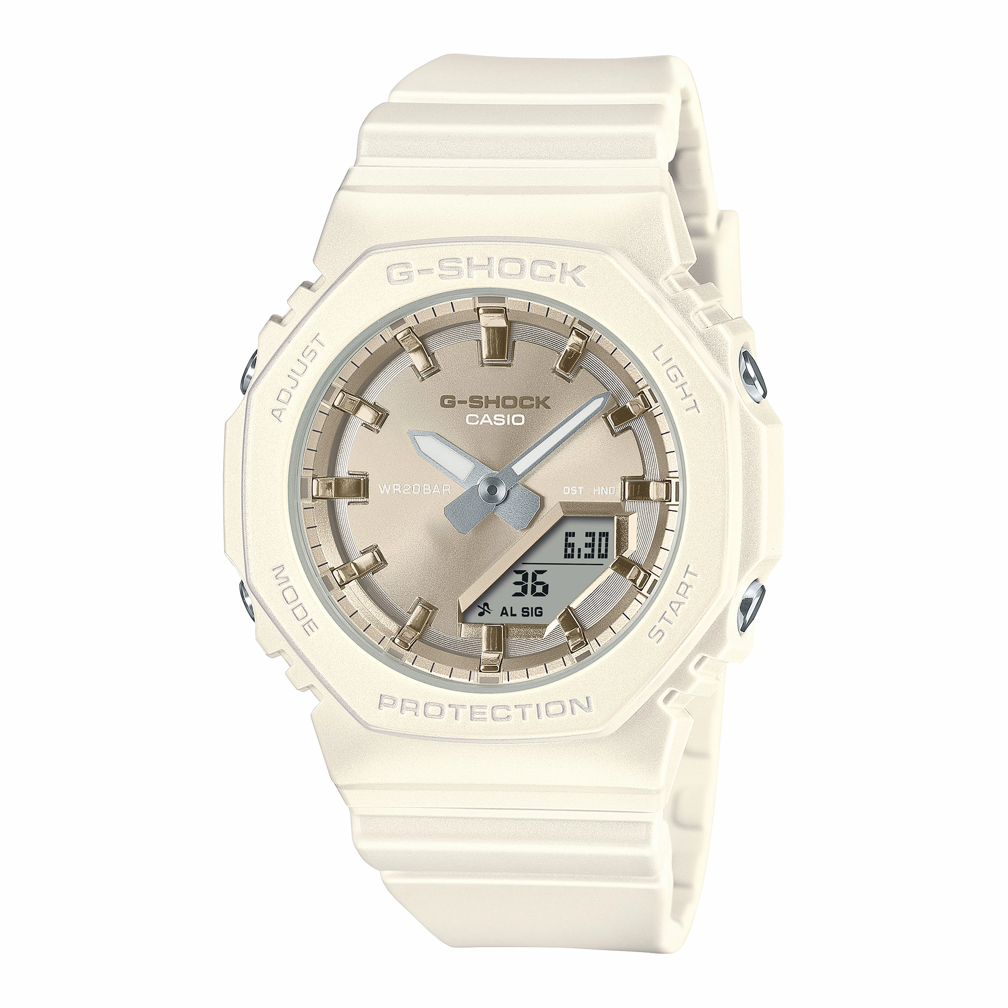 G-Shock Analog Digital Brown Dial White Resin Band Watch GMAP2100ST-7A