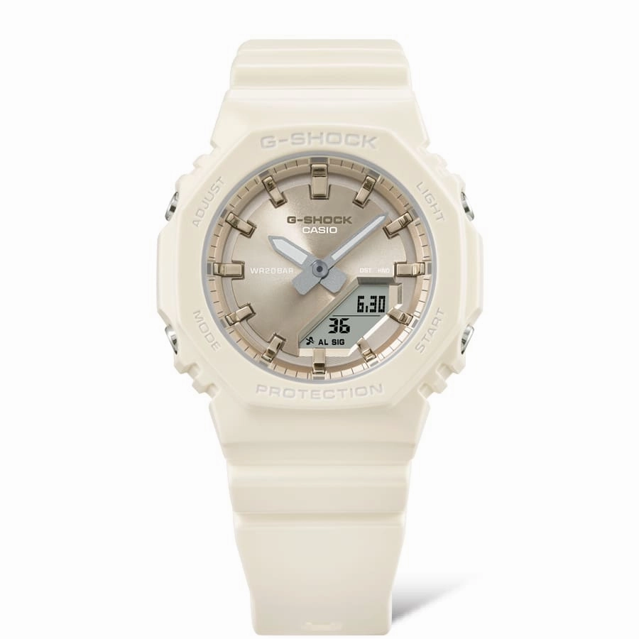 G-Shock Analog Digital Brown Dial White Resin Band Watch GMAP2100ST-7A