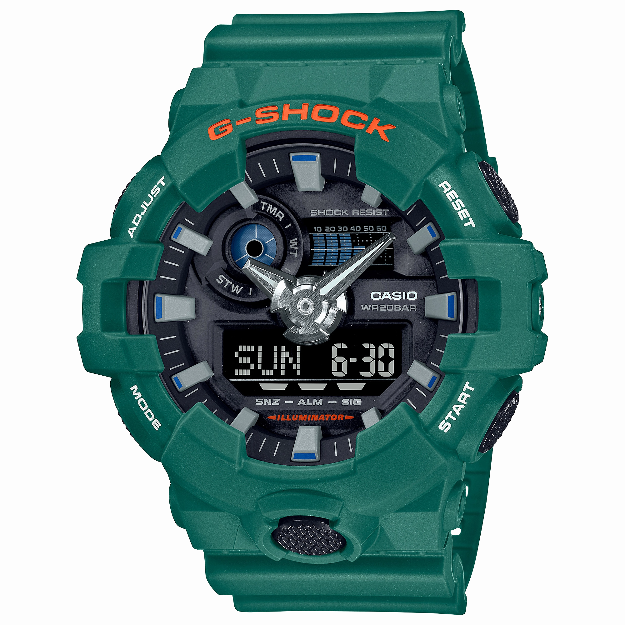 G-Shock Analog Digital Green Resin Band Watch GA700SC-3A