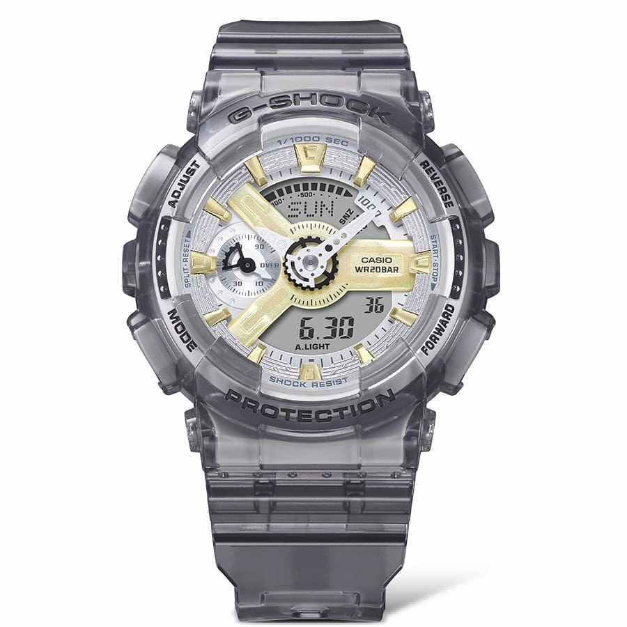 G-Shock Analog Digital Grey Dial Transparent Resin Band Watch GMAS110GS-8A