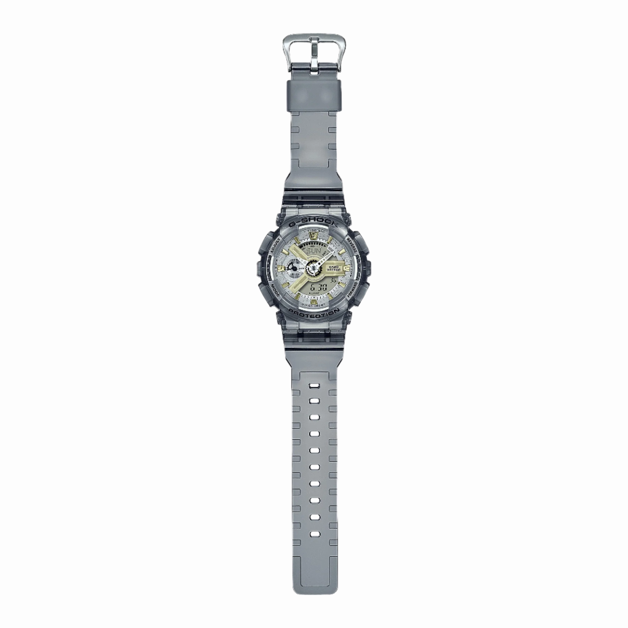 G-Shock Analog Digital Grey Dial Transparent Resin Band Watch GMAS110GS-8A
