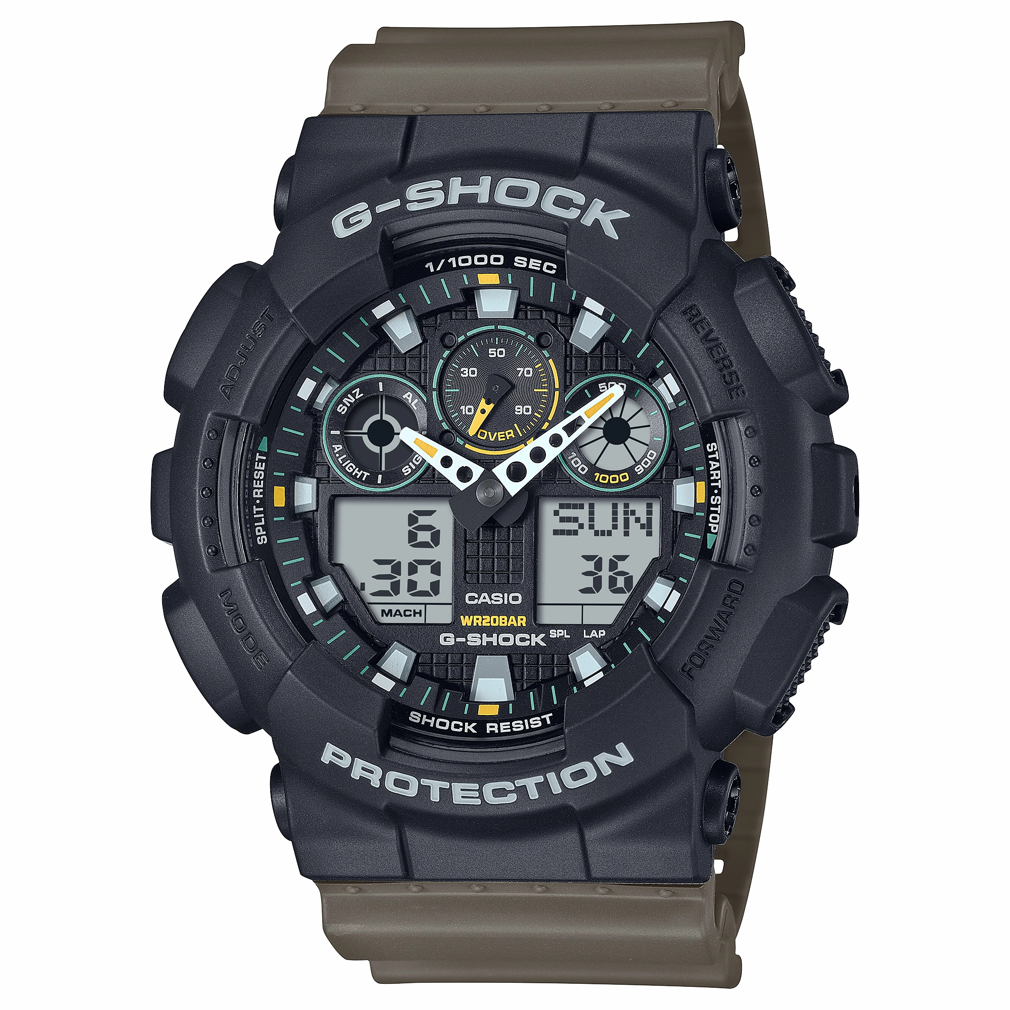 G-Shock Analog Digital Two-Tone Utility Colour Resin Band Watch GA100TU-1A3