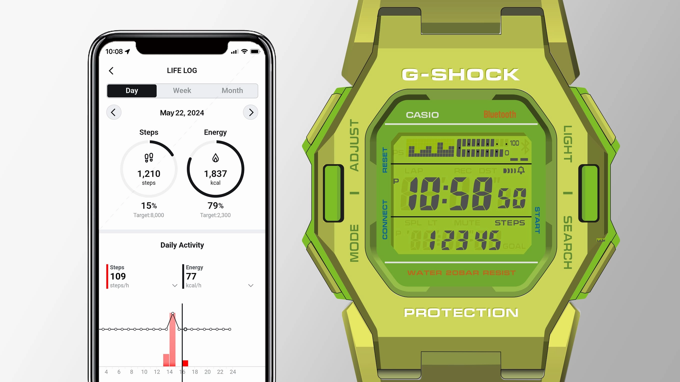 G-Shock Digital Green Resin Band Watch GDB500S-3D