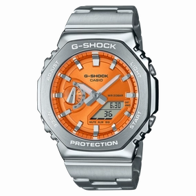 G-Shock G-Steel 2100 Series Orange Dial Stainless Steel Watch GM-2110D-4A