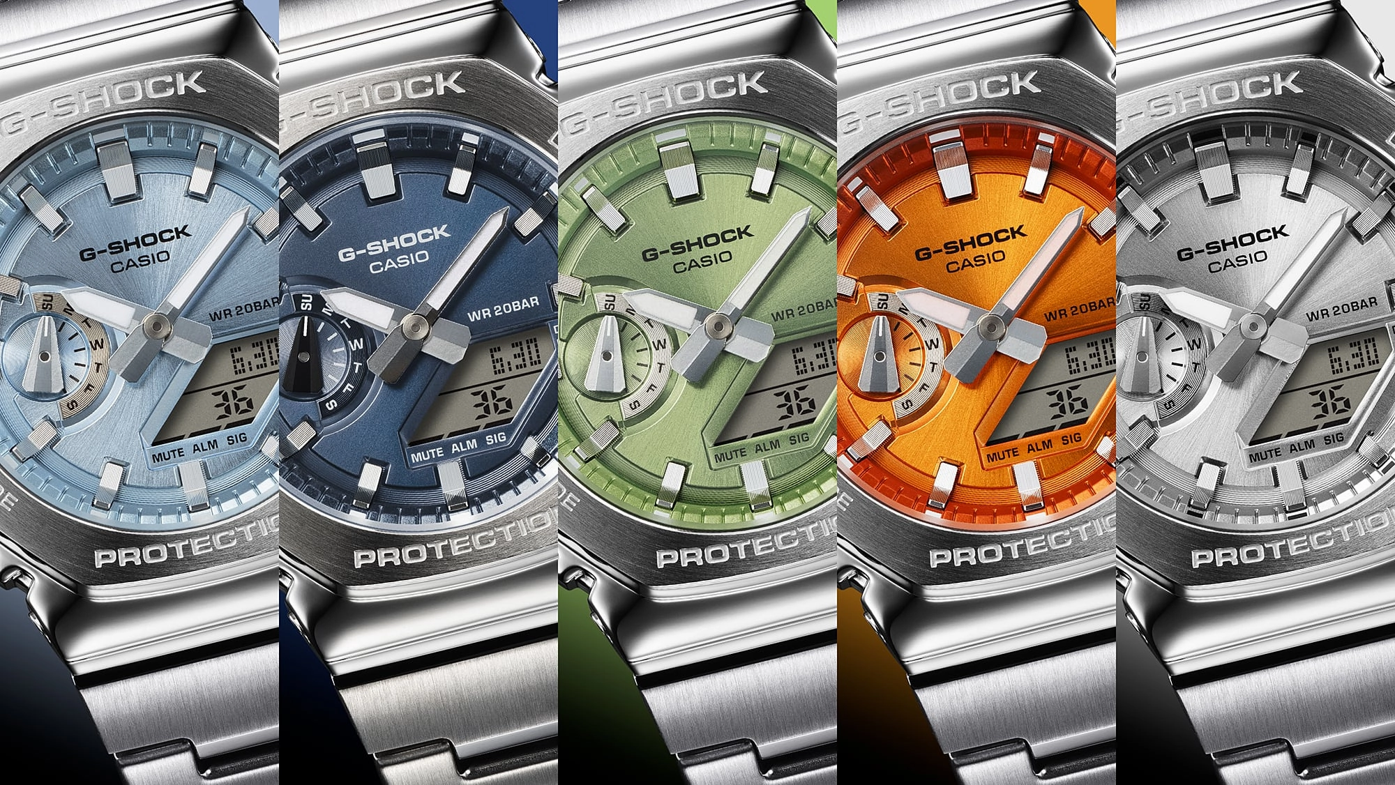 G-Shock G-Steel 2100 Series Orange Dial Stainless Steel Watch GM-2110D-4A