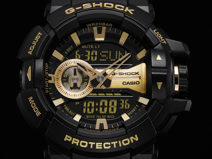 G-Shock Men's Rotary Switch Watch with Special Gold Accents GA400GB-1A9