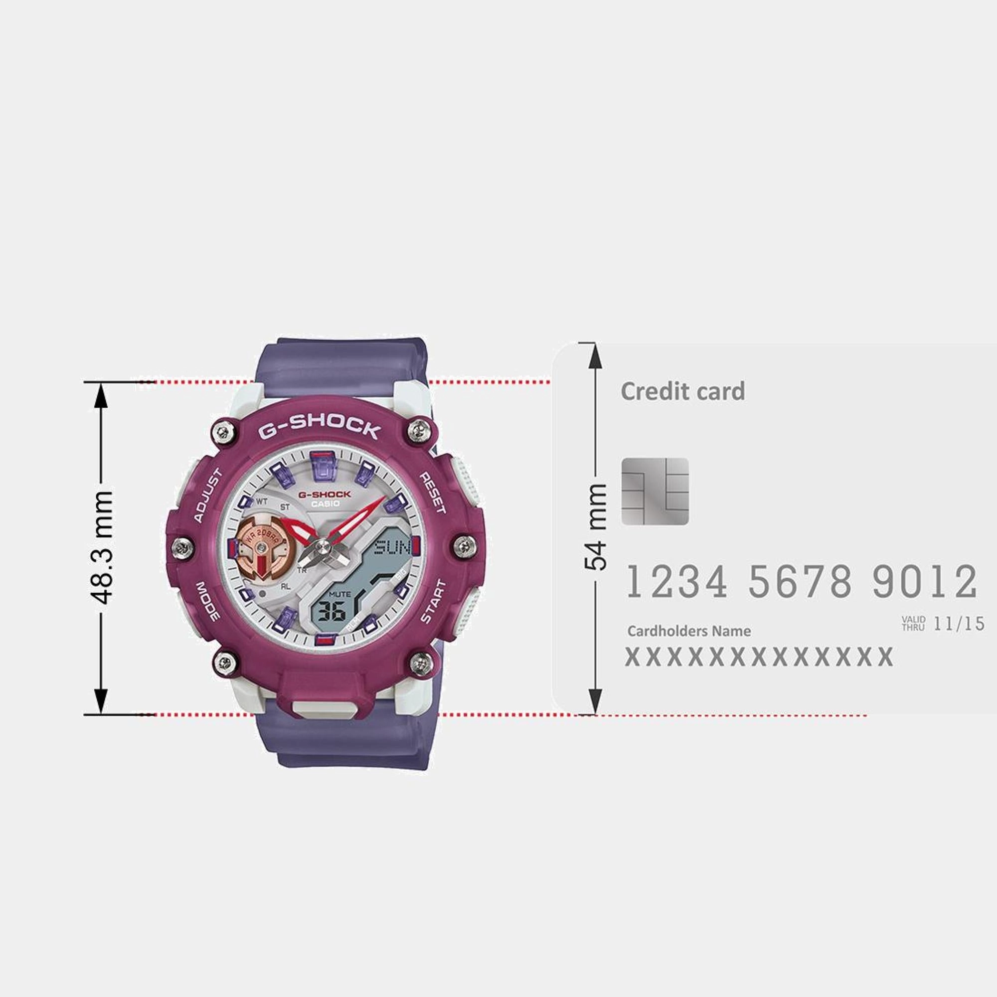G-Shock Women Quartz Purple Dial Analog-Digital Resin Watch GMA-S2200PE-6ADR G1423