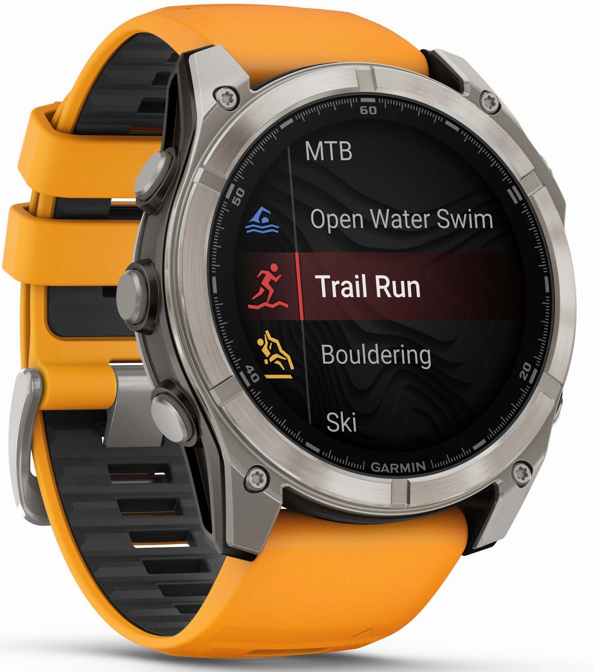 Garmin Fenix 8 51mm Sapphire AMOLED Graphite Spark Orange Titanium Silicone Watch